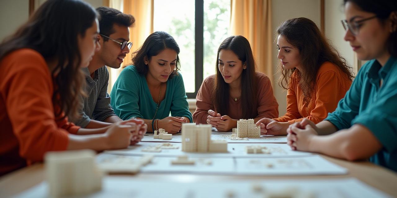 Community members collaborating on a site plan in Delhi